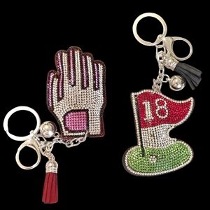 Rhinestone Golf & Glove Bag Charm/ Keychain Set
